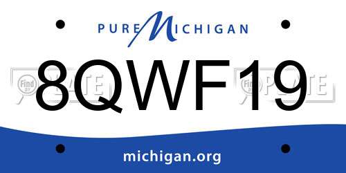 8QWF19 Michigan License Plate