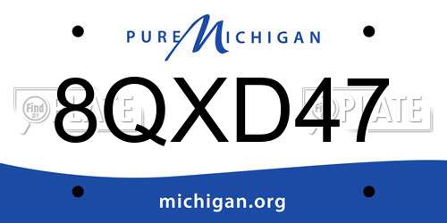 8QXD47 Michigan License Plate