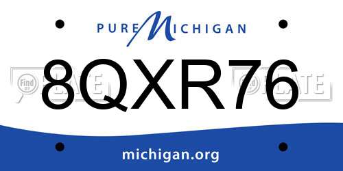 8QXR76 Michigan License Plate