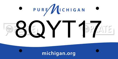 8QYT17 Michigan License Plate