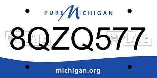 8QZQ577 Michigan License Plate