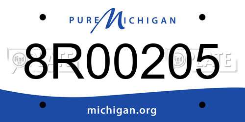 8R00205 Michigan License Plate