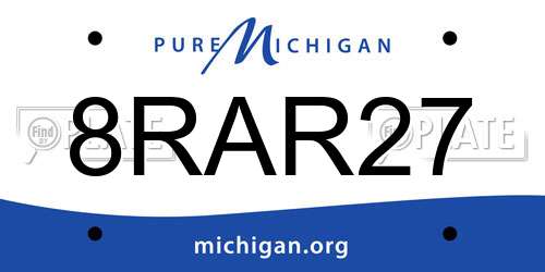 8RAR27 Michigan License Plate
