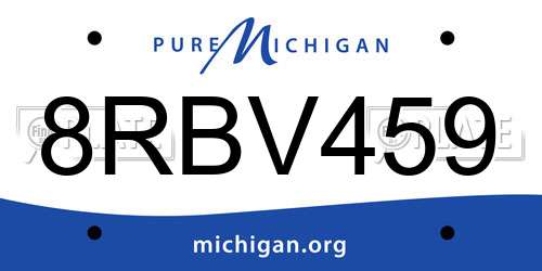 8RBV459 Michigan License Plate
