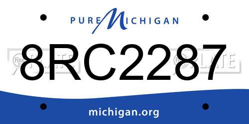 8RC2287 Michigan License Plate