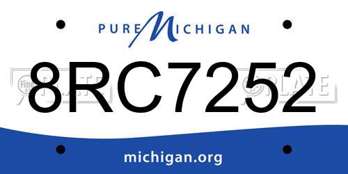 8RC7252 Michigan License Plate