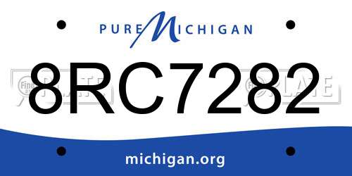 8RC7282 Michigan License Plate