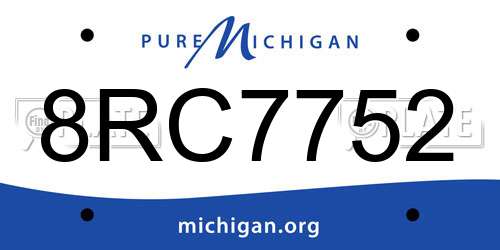 8RC7752 Michigan License Plate