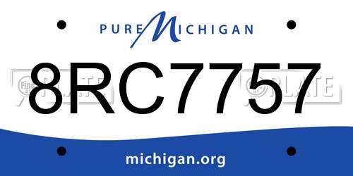 8RC7757 Michigan License Plate