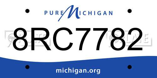 8RC7782 Michigan License Plate