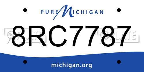 8RC7787 Michigan License Plate