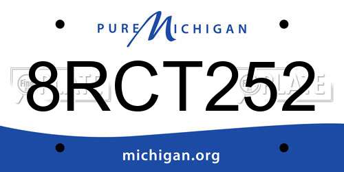 8RCT252 Michigan License Plate