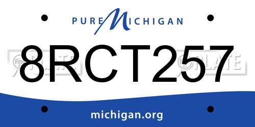 8RCT257 Michigan License Plate