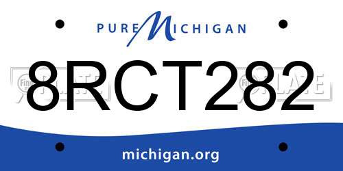8RCT282 Michigan License Plate
