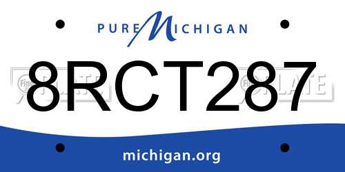 8RCT287 Michigan License Plate