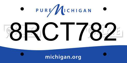 8RCT782 Michigan License Plate