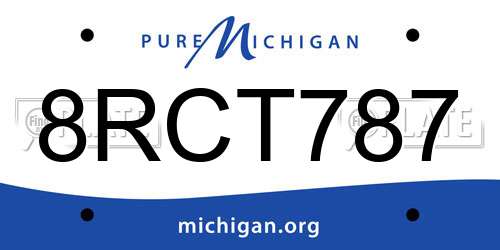 8RCT787 Michigan License Plate