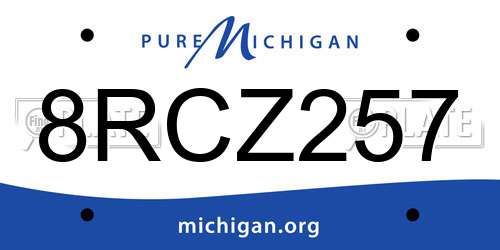 8RCZ257 Michigan License Plate