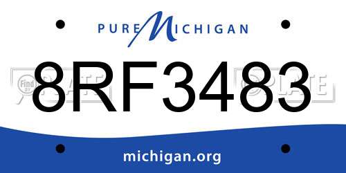 8RF3483 Michigan License Plate