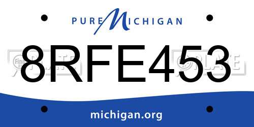 8RFE453 Michigan License Plate