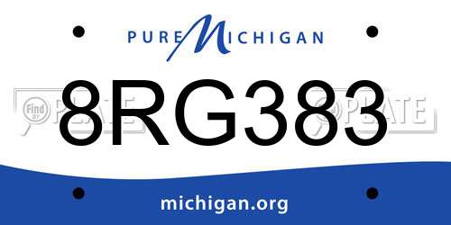 8RG383 Michigan License Plate