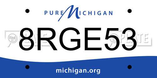 8RGE53 Michigan License Plate