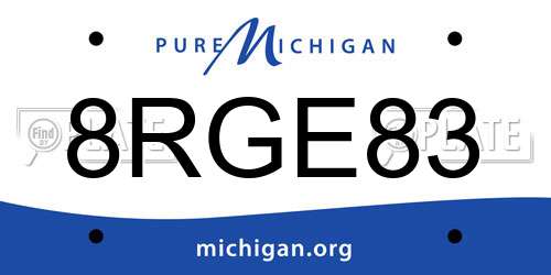 8RGE83 Michigan License Plate