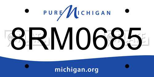 8RM0685 Michigan License Plate