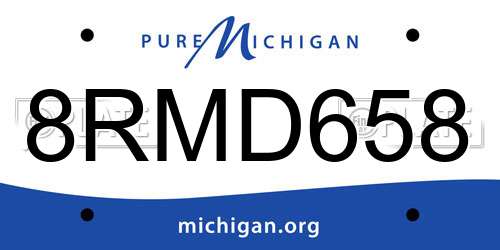 8RMD658 Michigan License Plate
