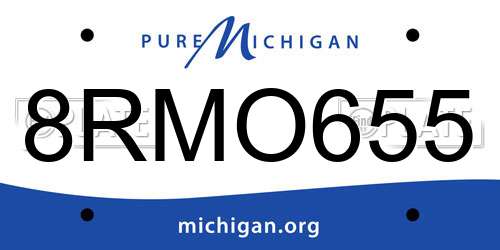 8RMO655 Michigan License Plate