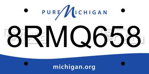 8RMQ658 Michigan License Plate