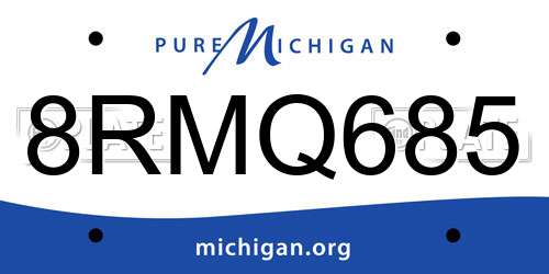8RMQ685 Michigan License Plate