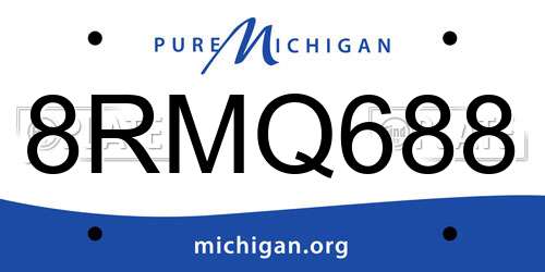 8RMQ688 Michigan License Plate