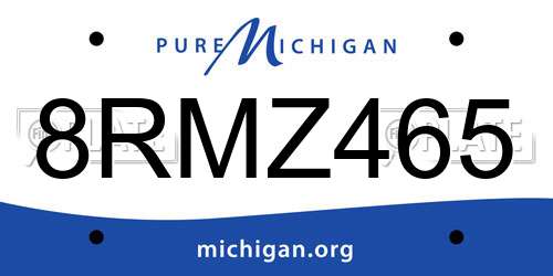8RMZ465 Michigan License Plate