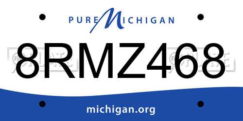 8RMZ468 Michigan License Plate
