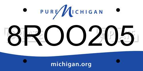 8ROO205 Michigan License Plate