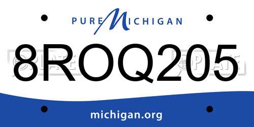 8ROQ205 Michigan License Plate