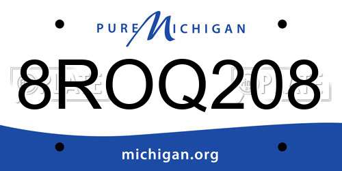 8ROQ208 Michigan License Plate