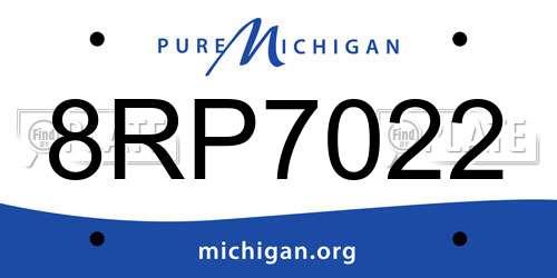 8RP7022 Michigan License Plate