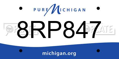 8RP847 Michigan License Plate