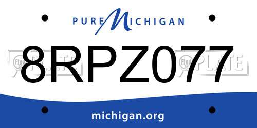 8RPZ077 Michigan License Plate