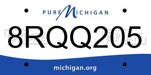 8RQQ205 Michigan License Plate