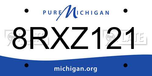 8RXZ121 Michigan License Plate