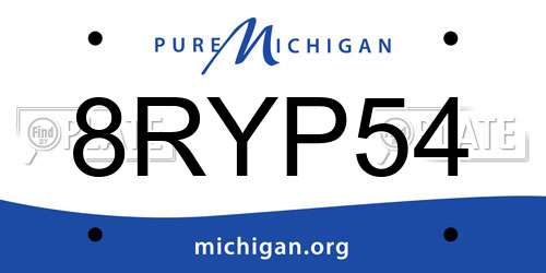 8RYP54 Michigan License Plate