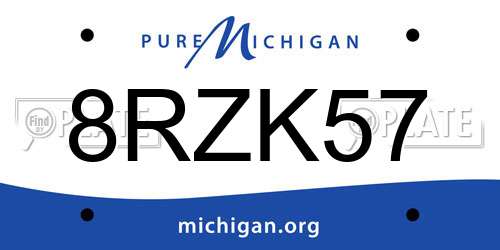 8RZK57 Michigan License Plate