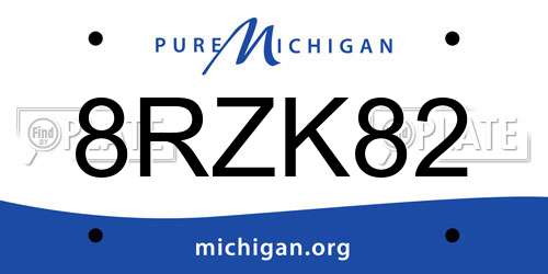 8RZK82 Michigan License Plate