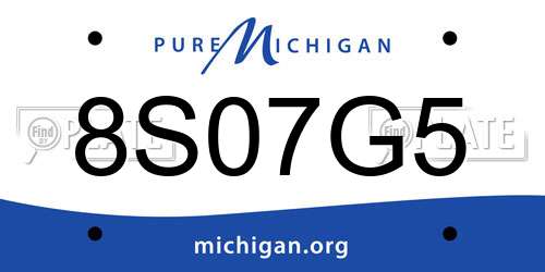 8S07G5 Michigan License Plate