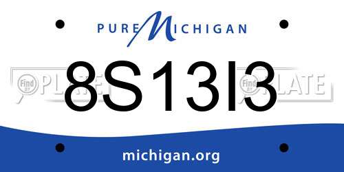 8S13I3 Michigan License Plate