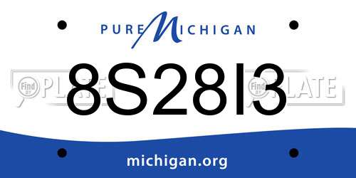 8S28I3 Michigan License Plate