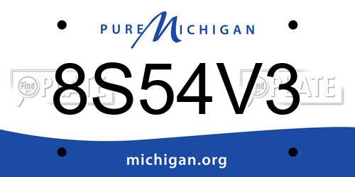 8S54V3 Michigan License Plate